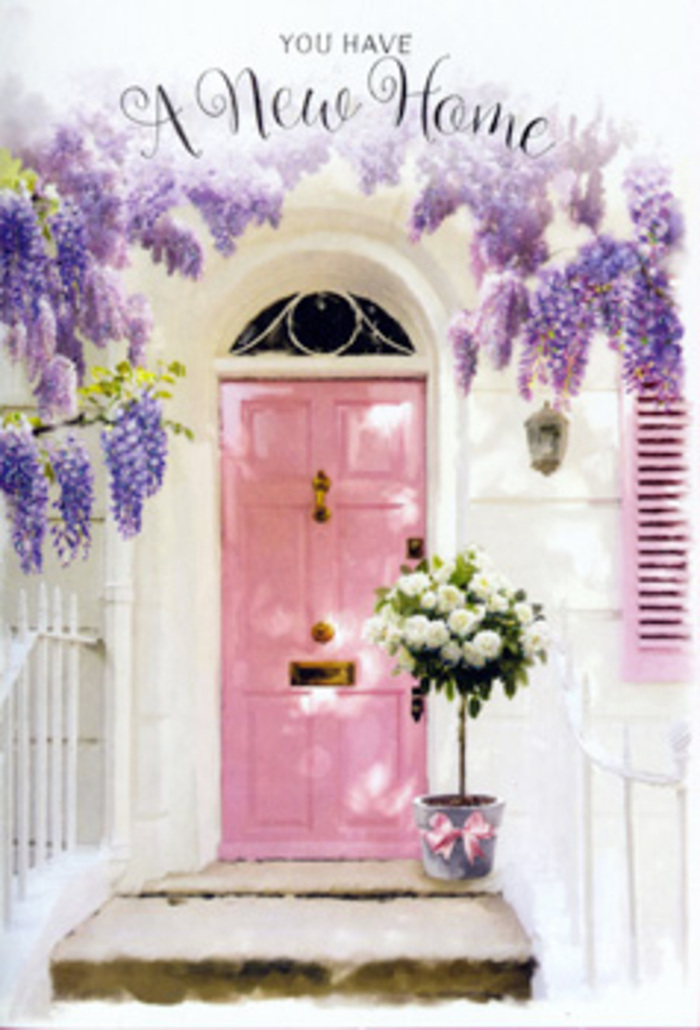 This image offers a gentle, cinematic glimpse into life in Parsons Green, focusing on a pastel doorway transformed by flowers into a symbol of new beginnings. The front door is painted a delicate, dusty pink, its surface slightly matte and softly reflective in the natural light. It is nestled within a backdrop of whitewashed walls that lend a fresh, airy feel to the entrance, reminiscent of quiet residential lanes just off New King's Road. Overhead, wisteria in full bloom tumbles down in generous, fragrant clusters. The blossoms are a blend of lavender, lilac, and soft mauve tones, hanging in layered racemes that frame the door like a living curtain. Their foliage, a mix of small leaflets and trailing vines, adds a gentle green haze above the scene. On the stone step below sits a weathered grey metal bucket, carefully arranged with an abundance of white and cream roses. The roses are at their peak, fully open with velvety petals spiralling outwards, creating a sumptuous, cloud-like mound of blooms. Slender stems of muted green foliage weave through the arrangement, breaking up the ivory tones and adding a touch of natural movement. A pale pink ribbon is tied around the bucket in a simple bow, its soft sheen echoing the colour of the door and lending a polished, thoughtful finish. The light seems to be late afternoon, warm and slanting, throwing subtle shadows onto the doorstep and catching the edges of petals and leaves. Everything about the setting suggests a significant moment: perhaps a family or couple has just picked up the keys to a mews house near Parsons Green, and a friend has organised this arrangement to greet them. The mood is hopeful, calm, and deeply welcoming-an ideal visual metaphor for a housewarming, congratulations on a new address, or a floral delivery that carries with it the quiet reassurance that this place will soon feel like home.